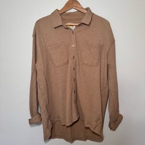 C&C California Brown Waffle Knit Overshirt Shacket XL